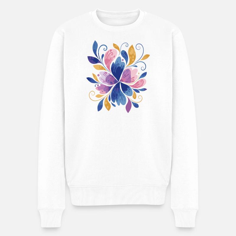Elegantes Schmetterlings-Blumendesign - Männer Premium Bio Pullover - Weiß