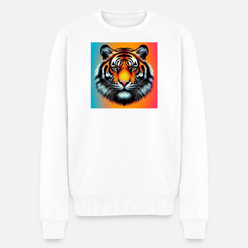 Tiger - Männer Premium Bio Pullover - Weiß