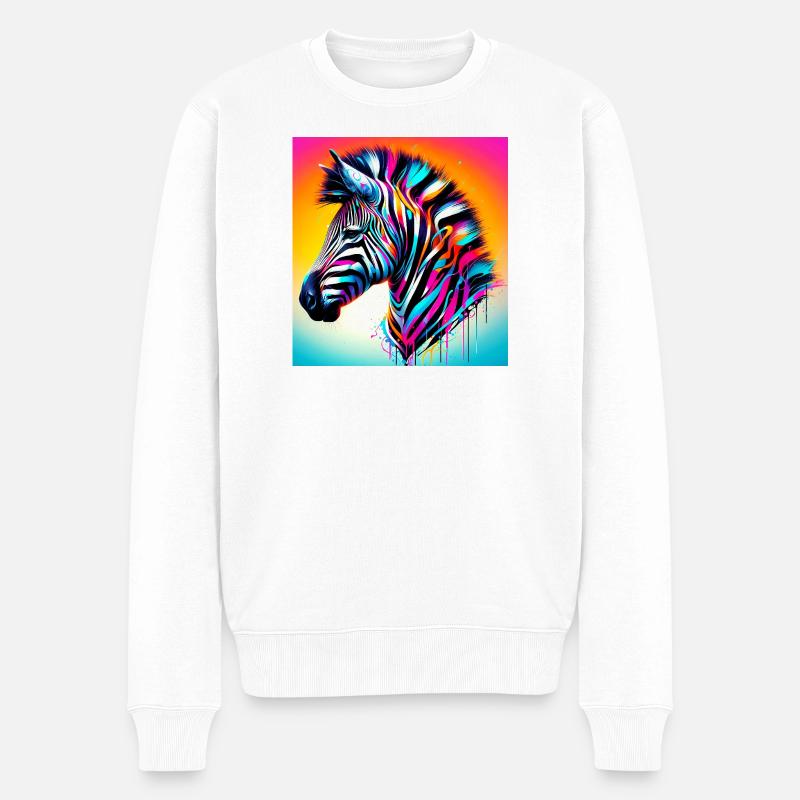 Zebra - Männer Premium Bio Pullover - Weiß
