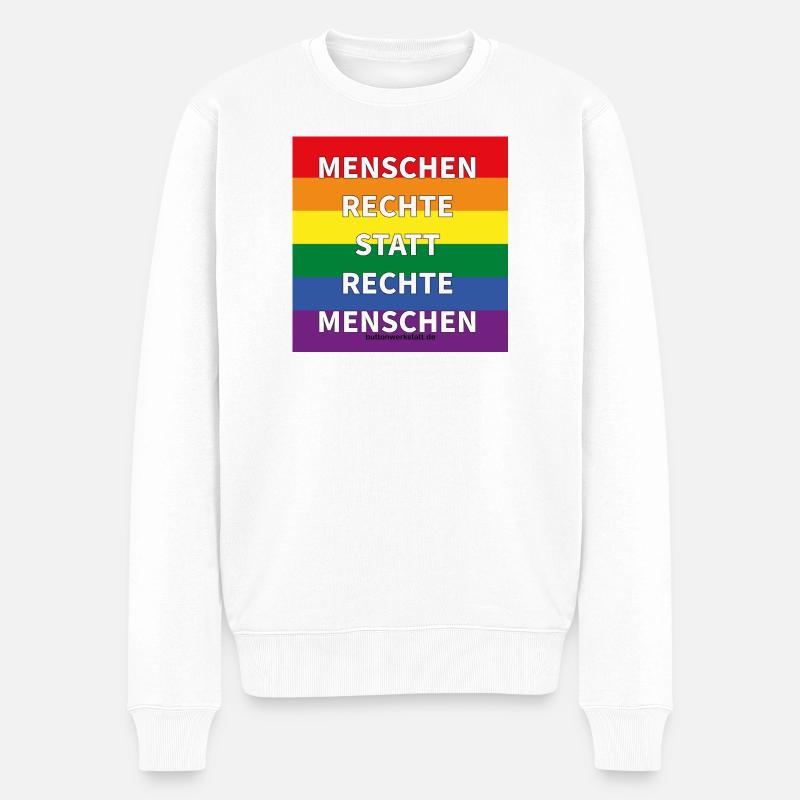Menschenrechte statt rechte Menschen - Männer Premium Bio Pullover - Weiß
