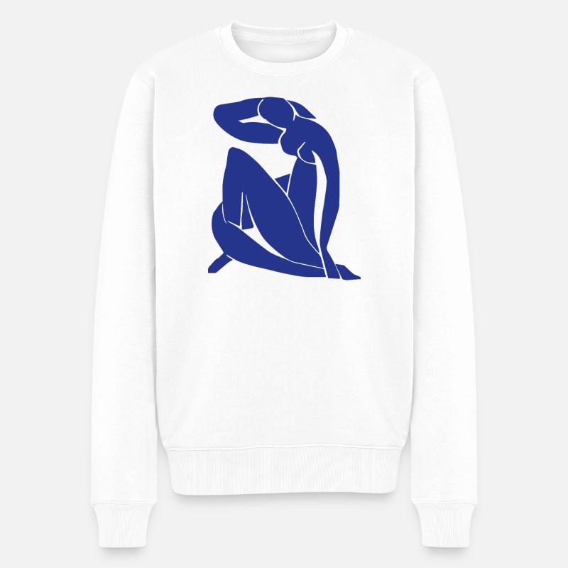 Blau Akt Kunst Impressionismus Matisse Fauvismus - Männer Premium Bio Pullover - Weiß