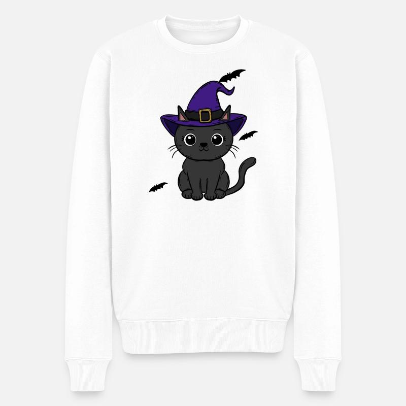 Chat Halloween - Pull Premium bio Homme - blanc