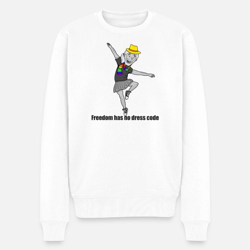 Tanzender Mann im Rock - Männer Premium Bio Pullover - Weiß
