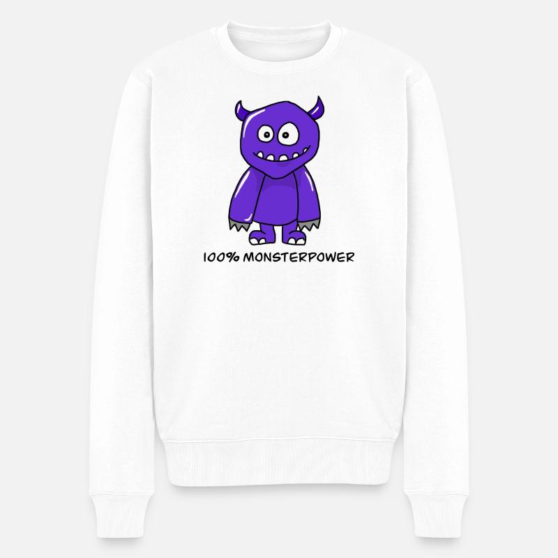 100% Monsterpower - Männer Premium Bio Pullover - Weiß