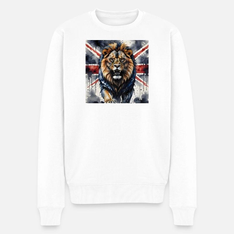 Britisches Löwenrudel - Männer Premium Bio Pullover - Weiß