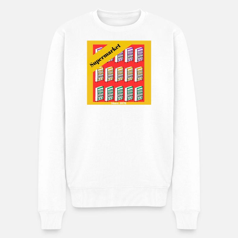 Retro Supermarkt Regale Illustration - Männer Premium Bio Pullover - Weiß