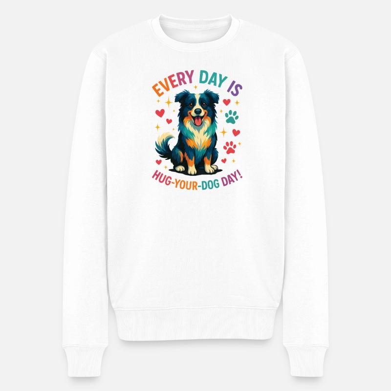 Hug-Your-Dog Day Border Collie - Männer Premium Bio Pullover - Weiß