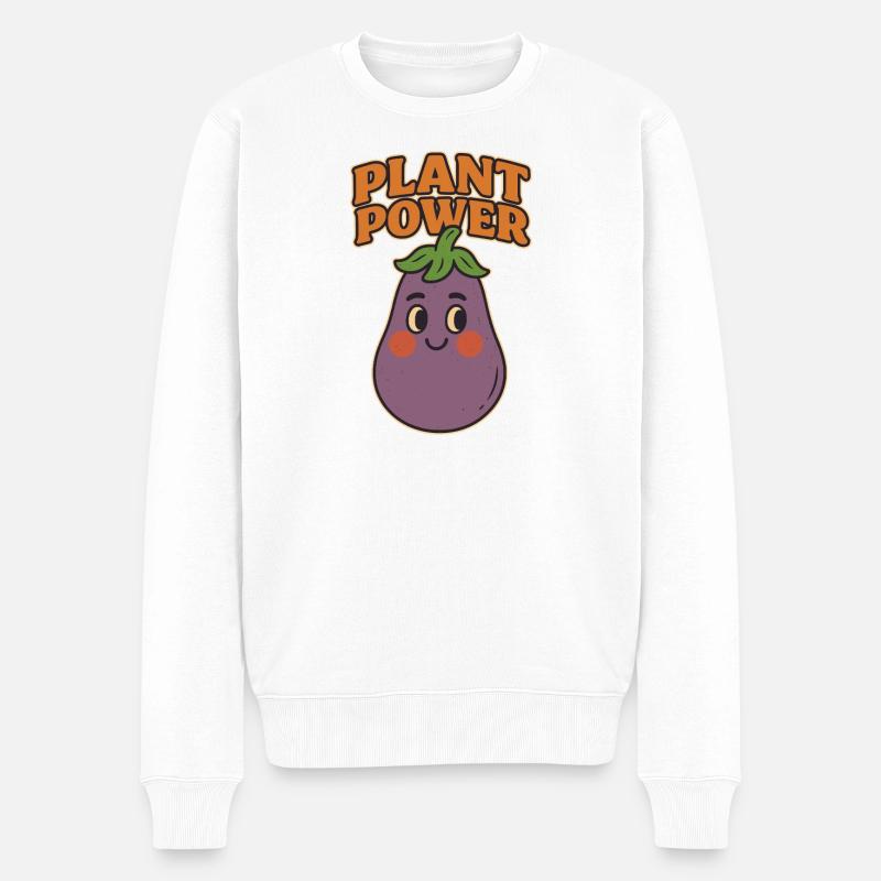 Verspielte Aubergine mit Botschaft - Männer Premium Bio Pullover - Weiß