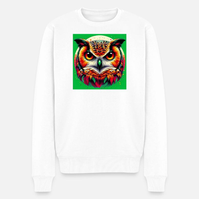 Eule - Männer Premium Bio Pullover - Weiß