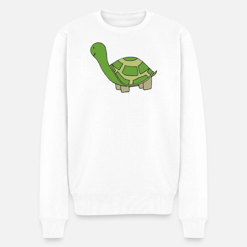 Illustration d'une tortue joueuse - Pull Premium bio Homme - blanc
