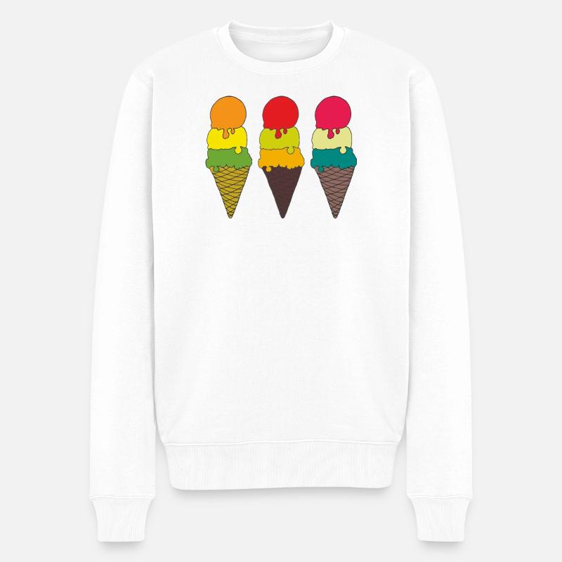 Bunte Eistüten Illustration - Männer Premium Bio Pullover - Weiß