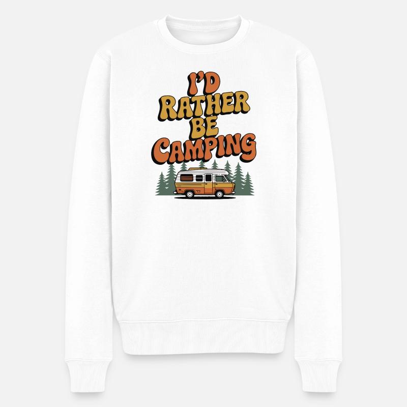 Ich würde lieber campen - Männer Premium Bio Pullover - Weiß