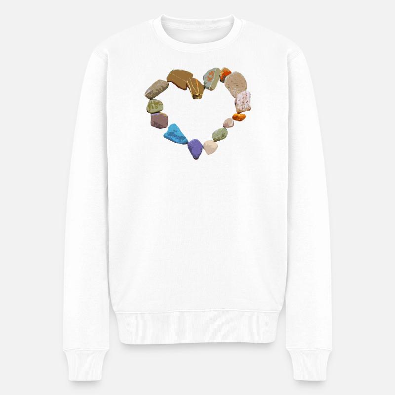 Herz aus bunten Steinen - Männer Premium Bio Pullover - Weiß