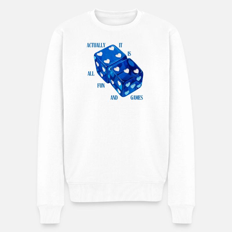 Herz-Würfel Spiel - It's all fun and games - Männer Premium Bio Pullover - Weiß
