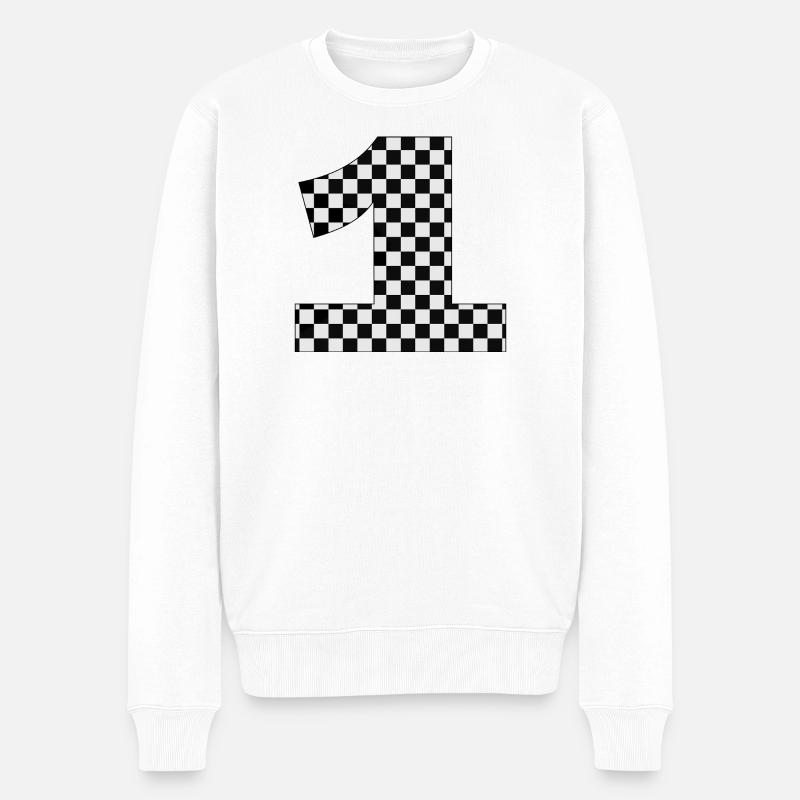 Damier numéro 1 Design - Pull Premium bio Homme - blanc