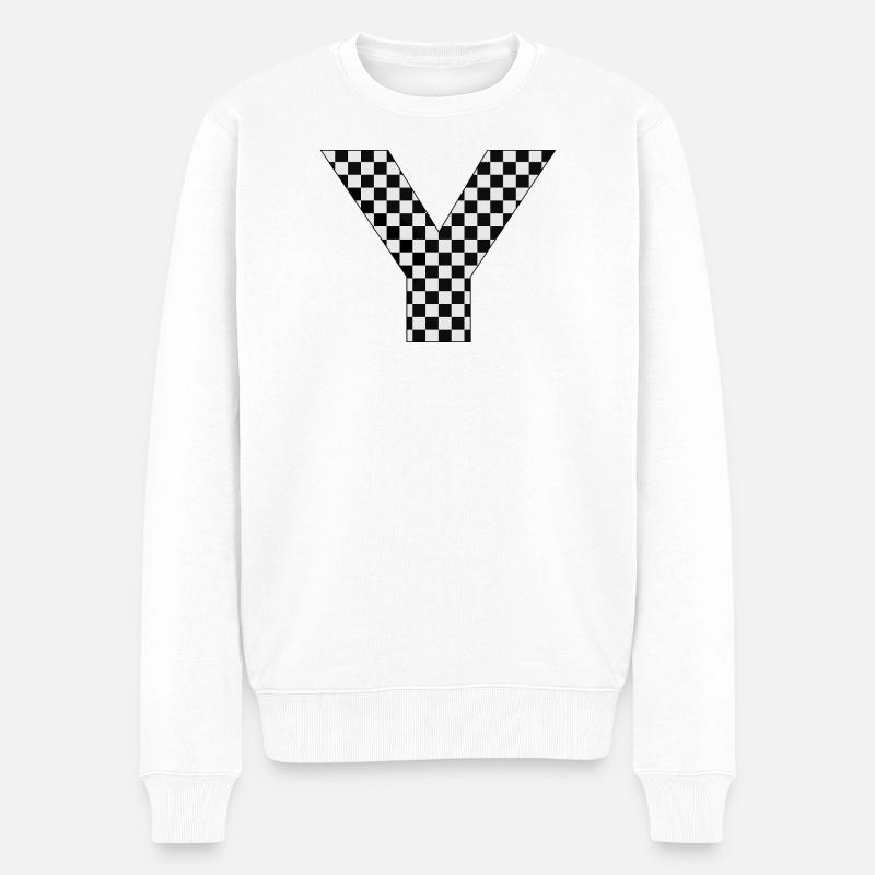 Checkerboard Y-Motiv - Männer Premium Bio Pullover - Weiß