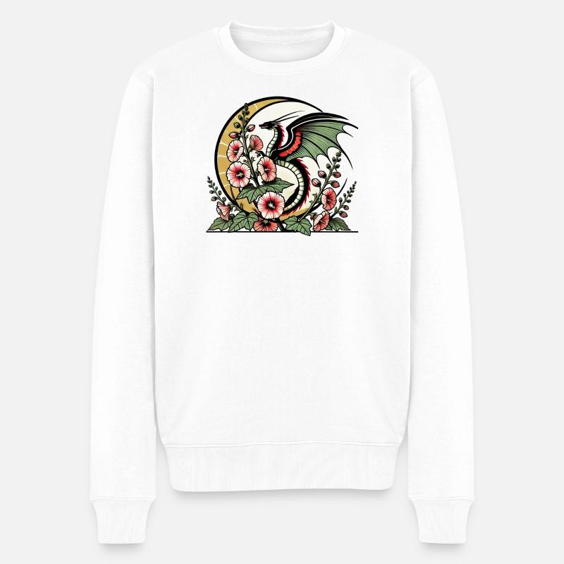 Dragon et fleur manchon Tattoo Design - Pull Premium bio Homme - blanc