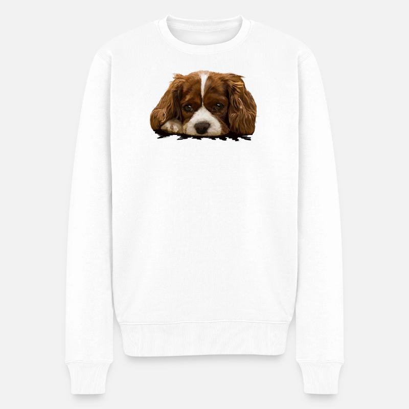 Spaniel - Männer Premium Bio Pullover - Weiß