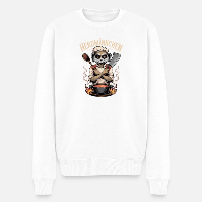 Herdmannchen Kochen Lustiger Koch Herdmannchen - Männer Premium Bio Pullover - Weiß