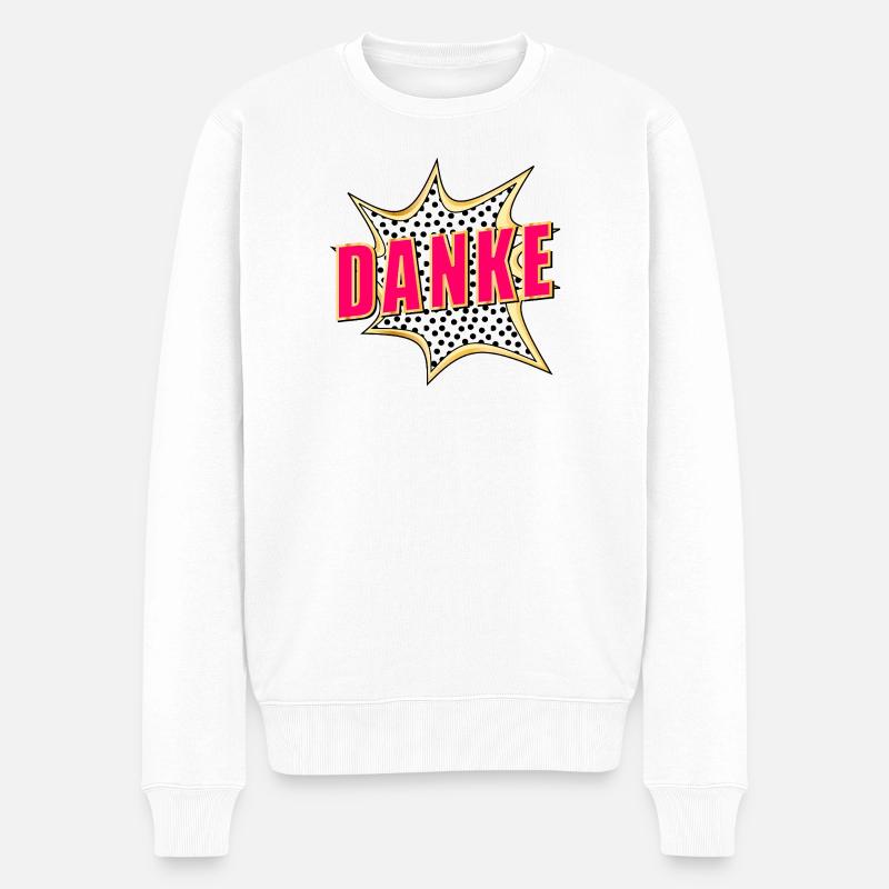 DANKESCHÖN DANKE POP-ART - Männer Premium Bio Pullover - Weiß
