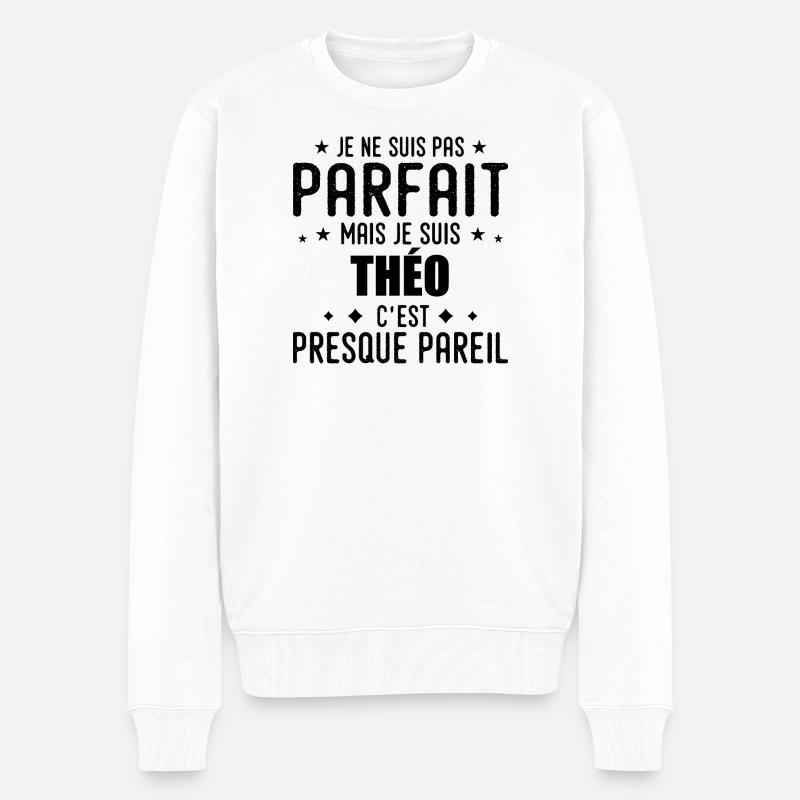 Théo : authentique, imparfait, top, perfection - Pull Premium bio Homme - blanc