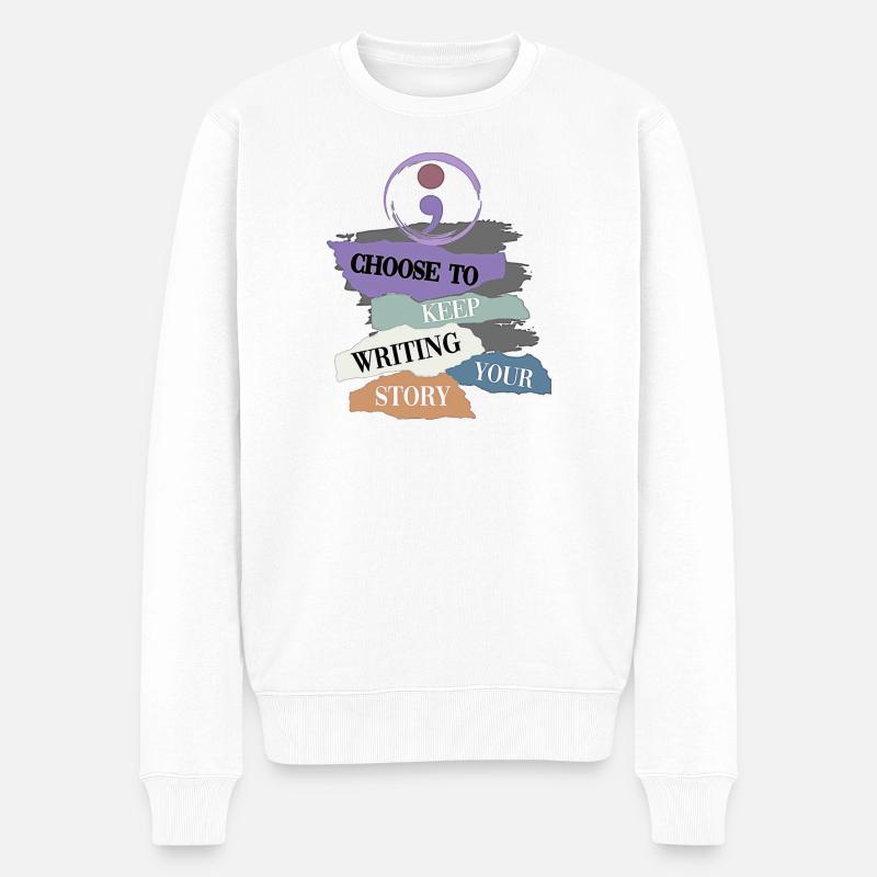 Inspirierender Schreib-Motivations-Wandteppich - Männer Premium Bio Pullover - Weiß