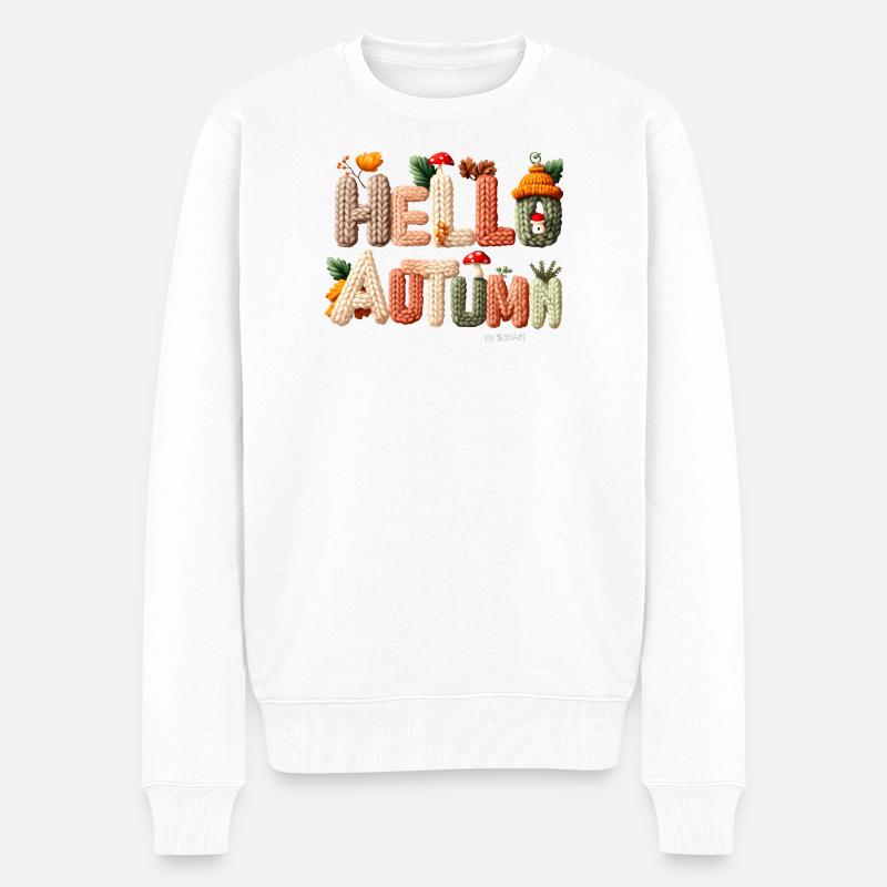 Hello Autumn – Warmes Strickdesign - Männer Premium Bio Pullover - Weiß