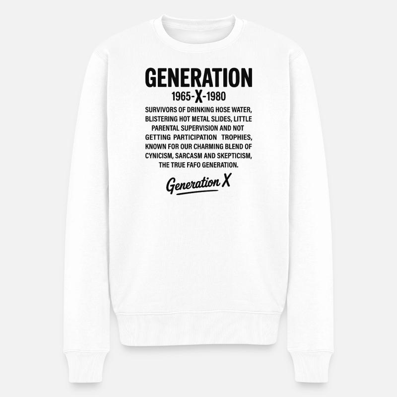 Retro-Textdesign der Generation X - Männer Premium Bio Pullover - Weiß