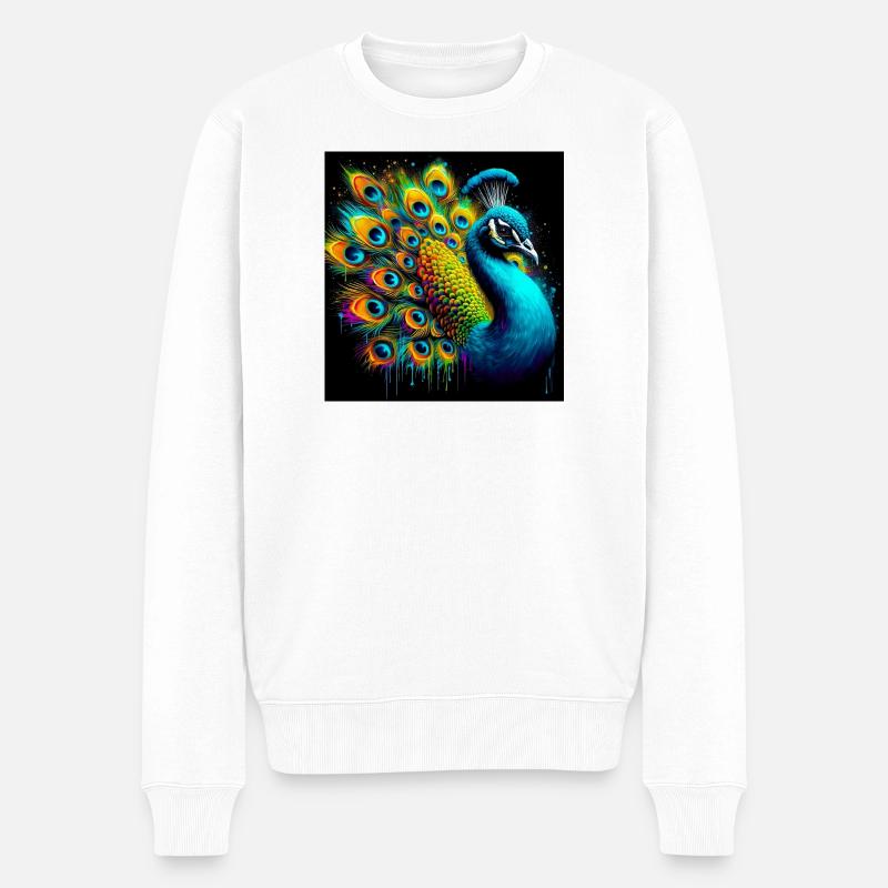 Pfau - Männer Premium Bio Pullover - Weiß