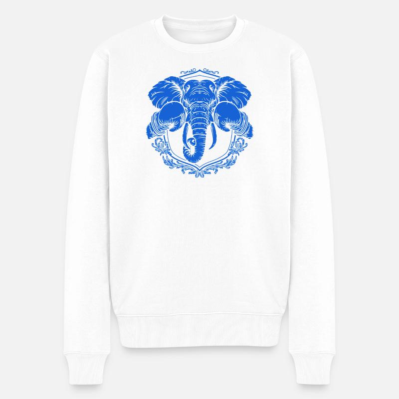 Éléphant boxeur - Pull Premium bio Homme - blanc