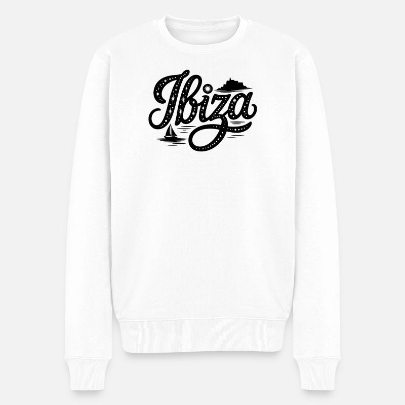 Ibiza - Souvenir-Design - Männer Premium Bio Pullover - Weiß