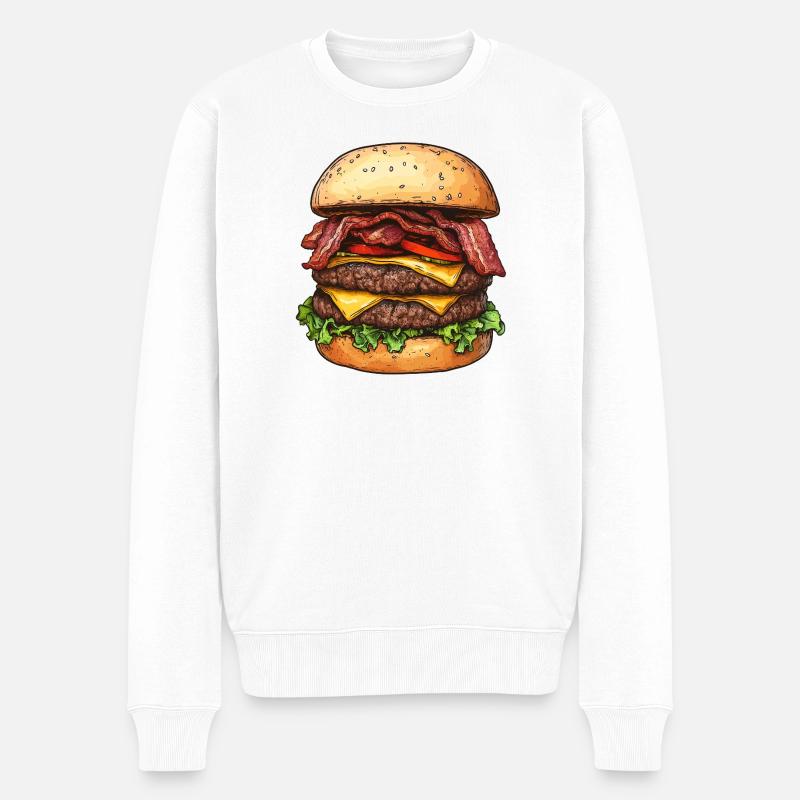 Cheeseburger double bacon :) - Pull Premium bio Homme - blanc