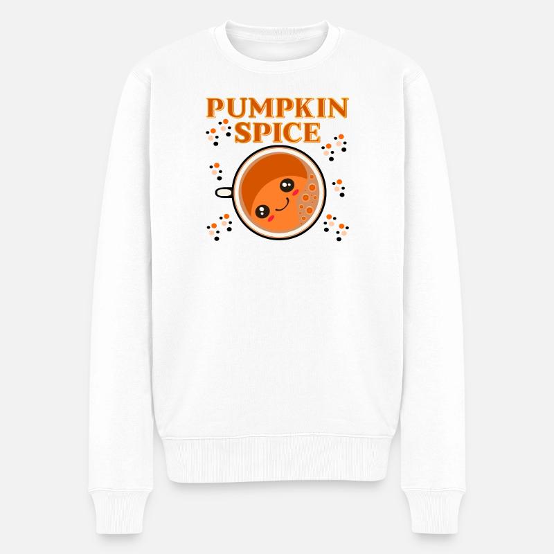 HERBST KAWAII GETRÄNKE PUMPKIN SPICE - Männer Premium Bio Pullover - Weiß