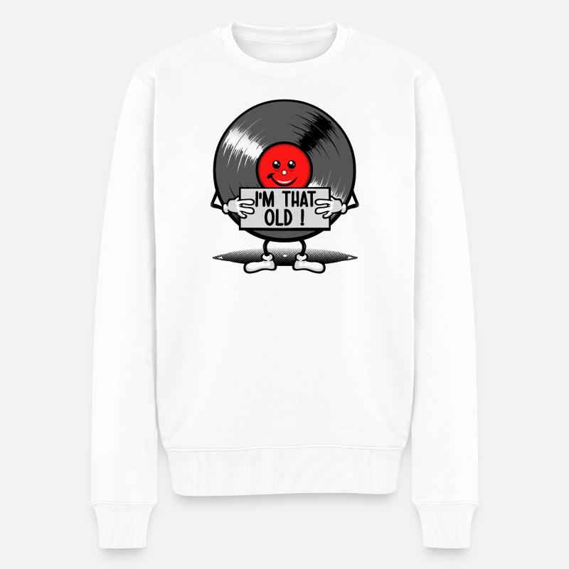 So alt wie eine Schallplatte - Männer Premium Bio Pullover - Weiß
