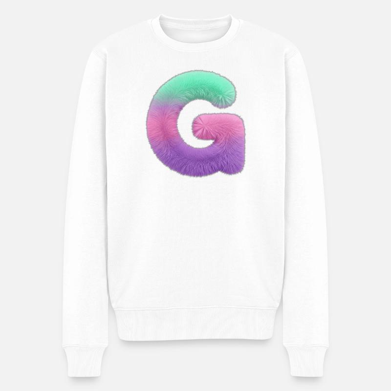 Buchstaben G im Pop-Art Farbverlauf - Männer Premium Bio Pullover - Weiß