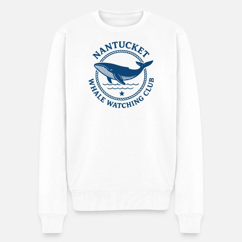 Nantucket Walbeobachtung Logo-Design - Männer Premium Bio Pullover - Weiß