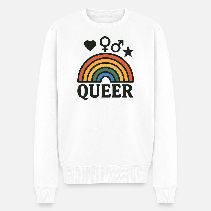 Icône arc-en-ciel avec des icônes LGBTQ+ - Pull Premium bio Homme - blanc