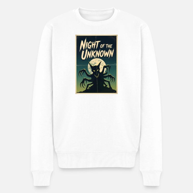Mystischer Nachtalb mit Mondlicht - Männer Premium Bio Pullover - Weiß