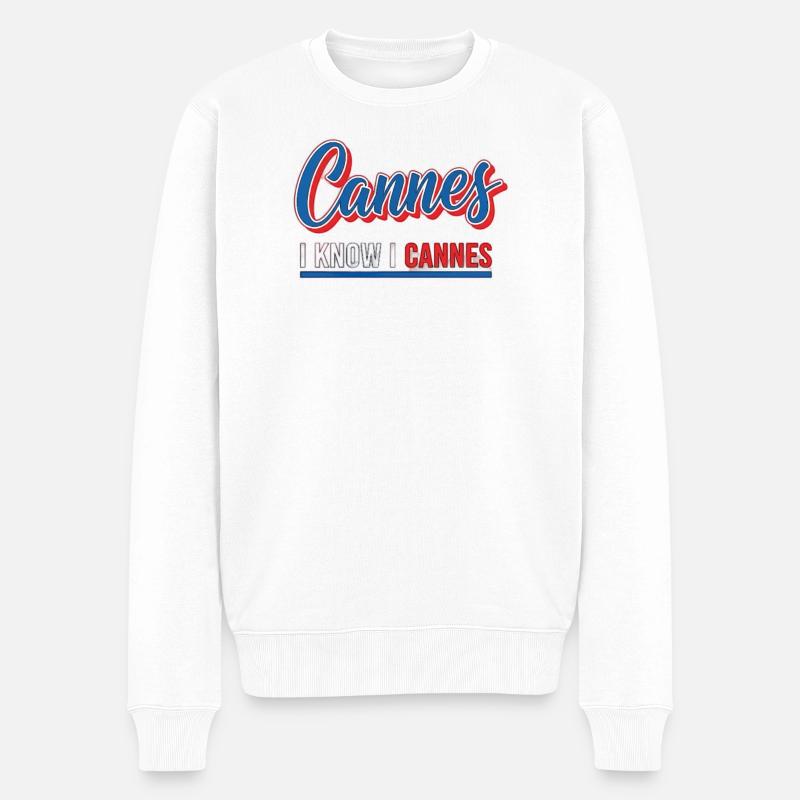 I know I Cannes Retro Design - Männer Premium Bio Pullover - Weiß
