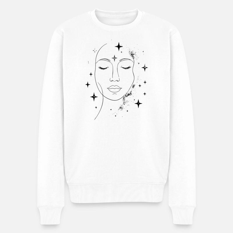 Gesicht im Sternenstaub - Männer Premium Bio Pullover - Weiß