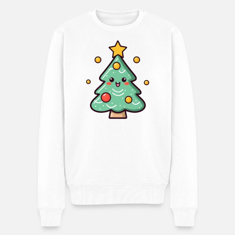 Illustration de sapin de Noël mignon - Pull Premium bio Homme - blanc