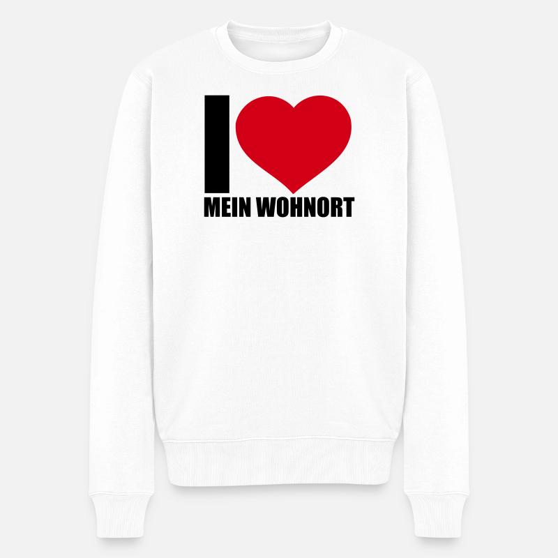 Liebe Wohnort - Männer Premium Bio Pullover - Weiß