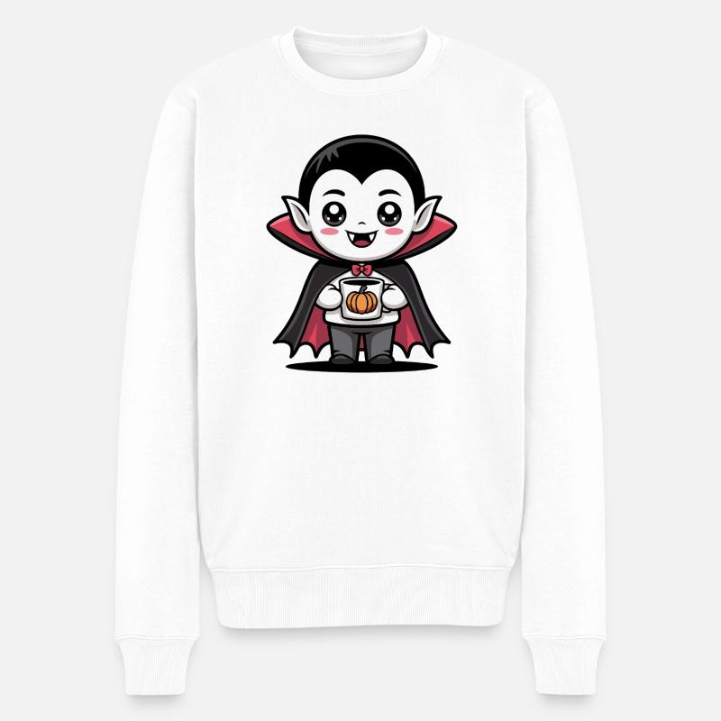 Motif citrouille vampire d'Halloween - Pull Premium bio Homme - blanc