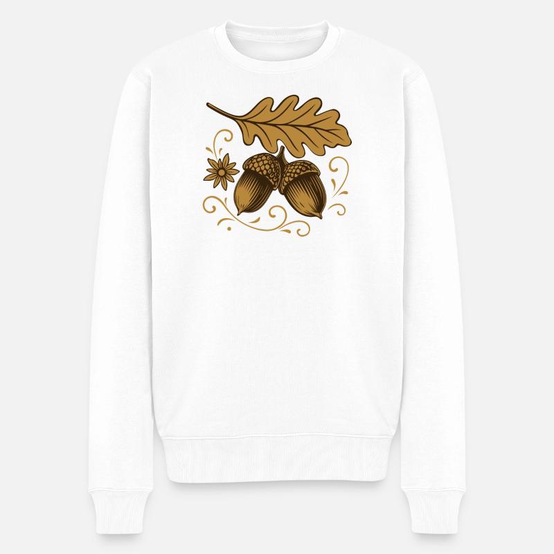 Glands avec feuilles – design d'automne - Pull Premium bio Homme - blanc