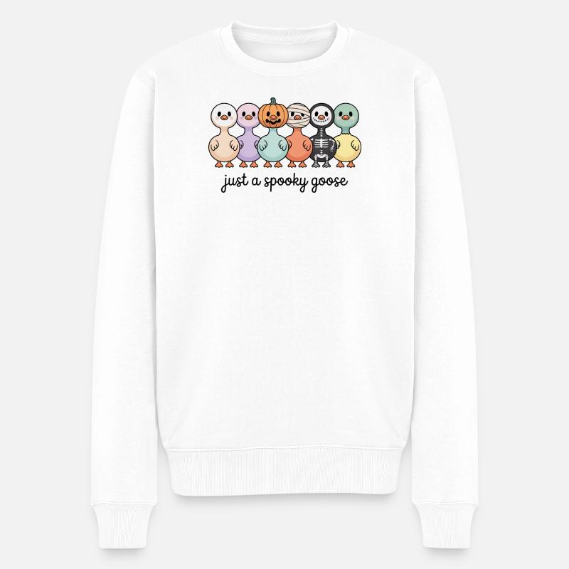Halloween Juste une oie effrayante Canards - Pull Premium bio Homme - blanc