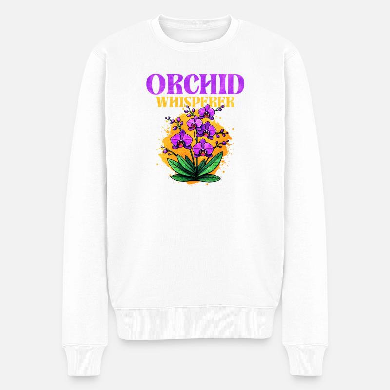 Orchidee Flüstern Design - Männer Premium Bio Pullover - Weiß