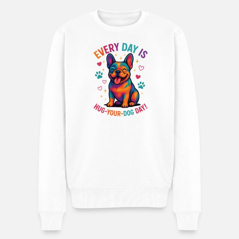 Französische Bulldogge - Männer Premium Bio Pullover - Weiß