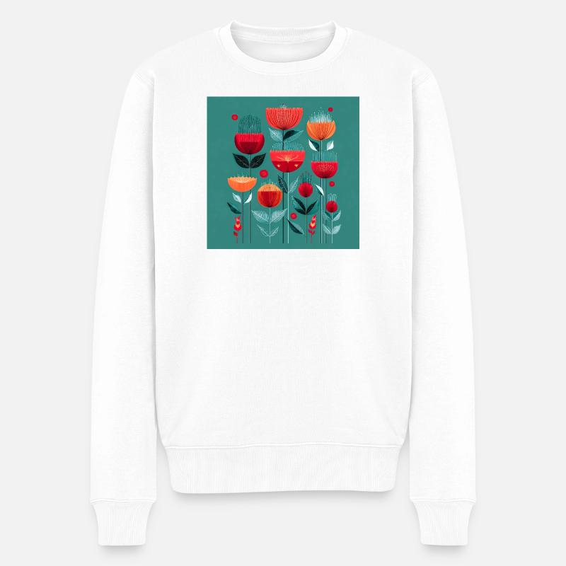 Abstrakte Blumen in leuchtenden Farben - Männer Premium Bio Pullover - Weiß