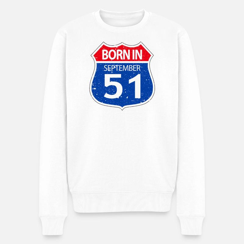 Geboren_im_September_51 - Männer Premium Bio Pullover - Weiß