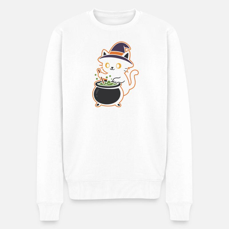 Conception magique de potion de sorcière pour chat - Pull Premium bio Homme - blanc